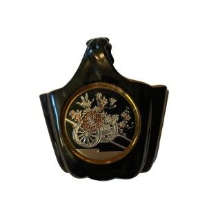 Japanese Chokin Art Basket 24k Gold Plate Vintage 4.5x4x3.5”